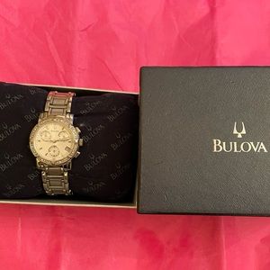 Bulova woman Stainless Steel large face watch with Diamonds
